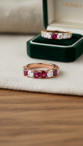 Vintage-Inspired Ruby and Diamond Band